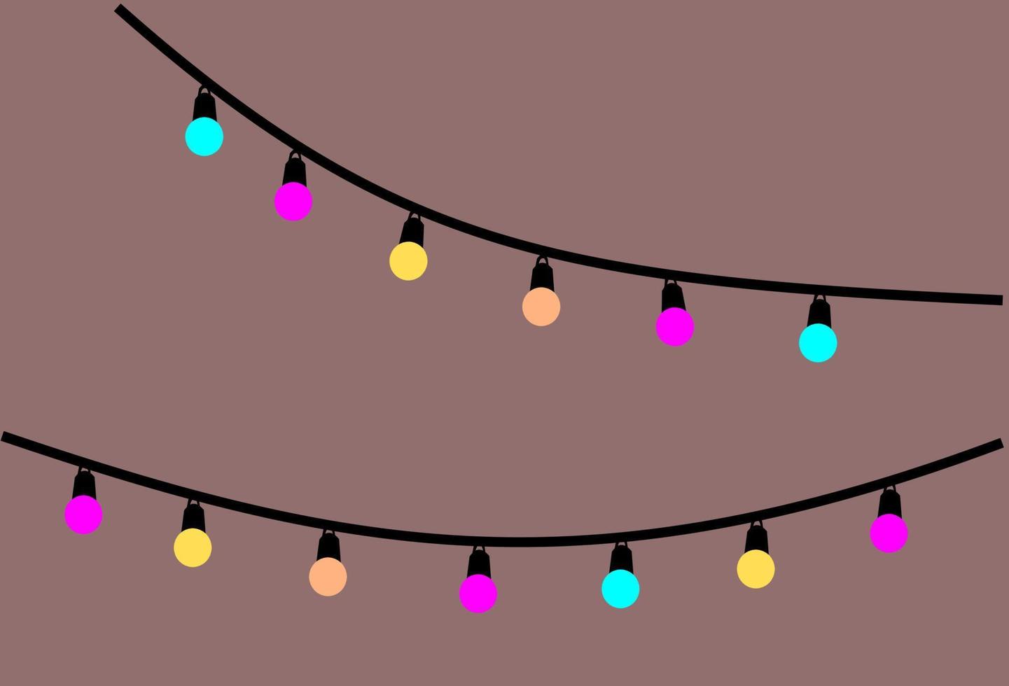 pink yellow blue orange lamp garland gray background. Light vector illustration. Party banner design.