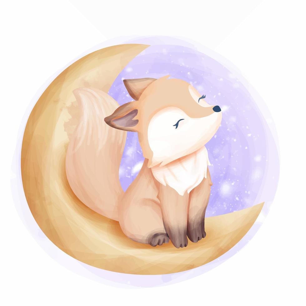 Beautiful Foxy On The Moon vector