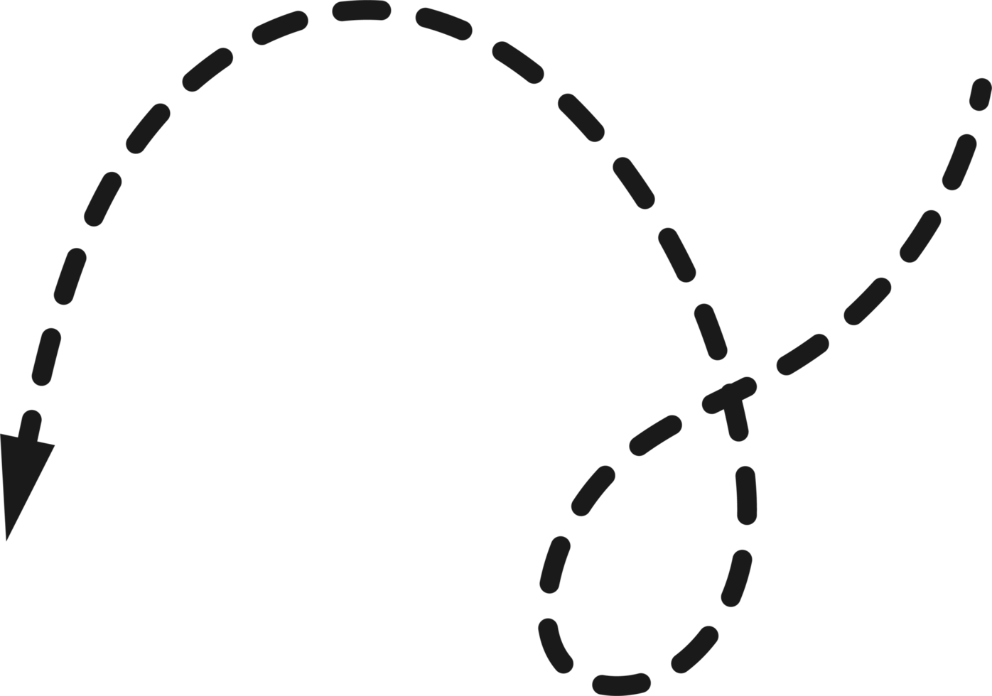 Hand drawn dashed arrow shape png