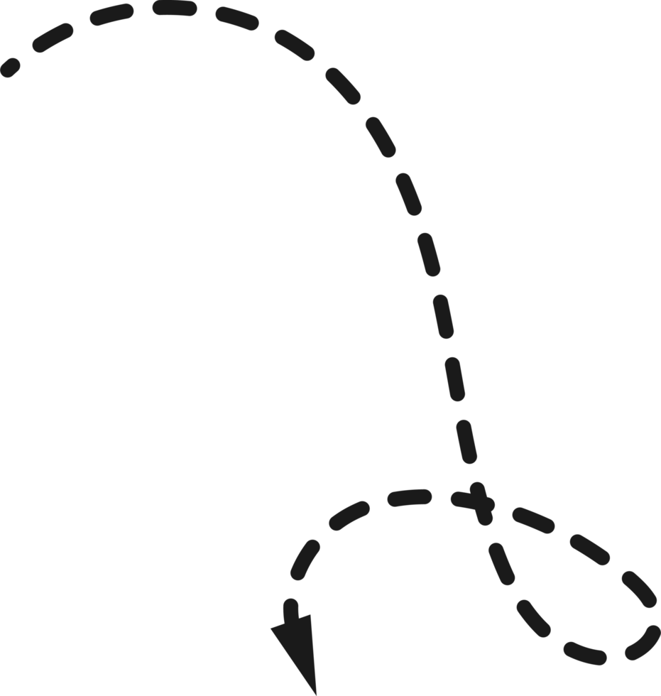 Hand drawn dashed arrow shape png