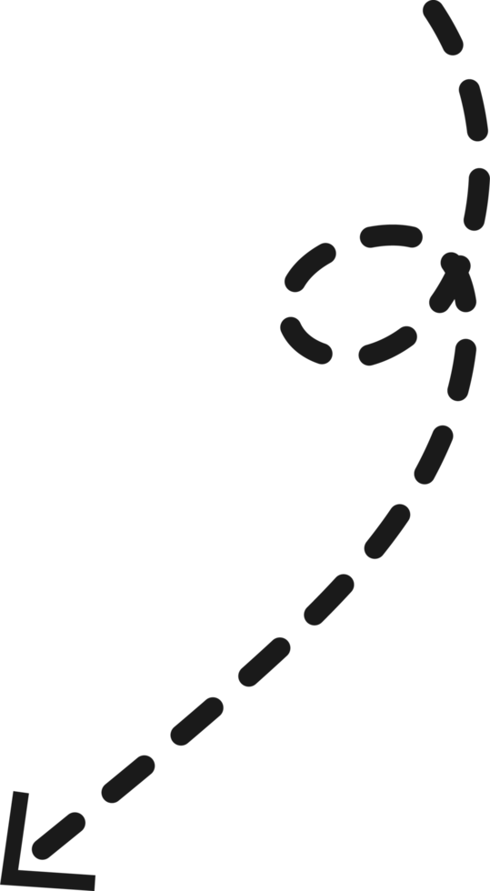 Hand drawn dashed arrow shape png