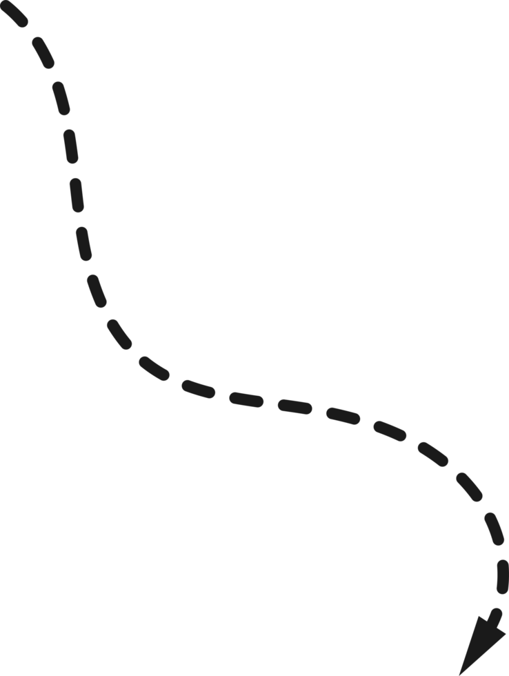 mão desenhado tracejadas seta forma png