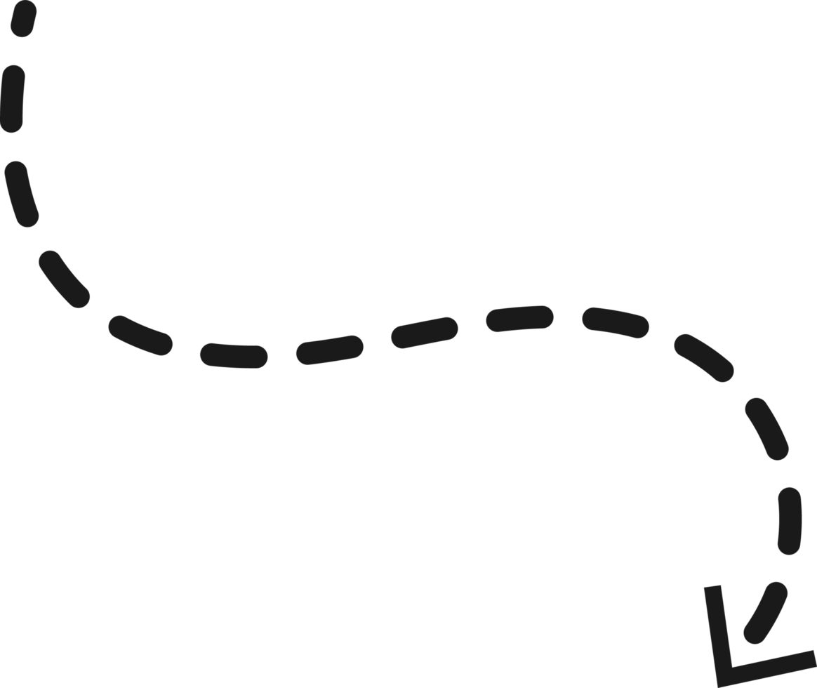 hand- getrokken stippel pijl vorm png
