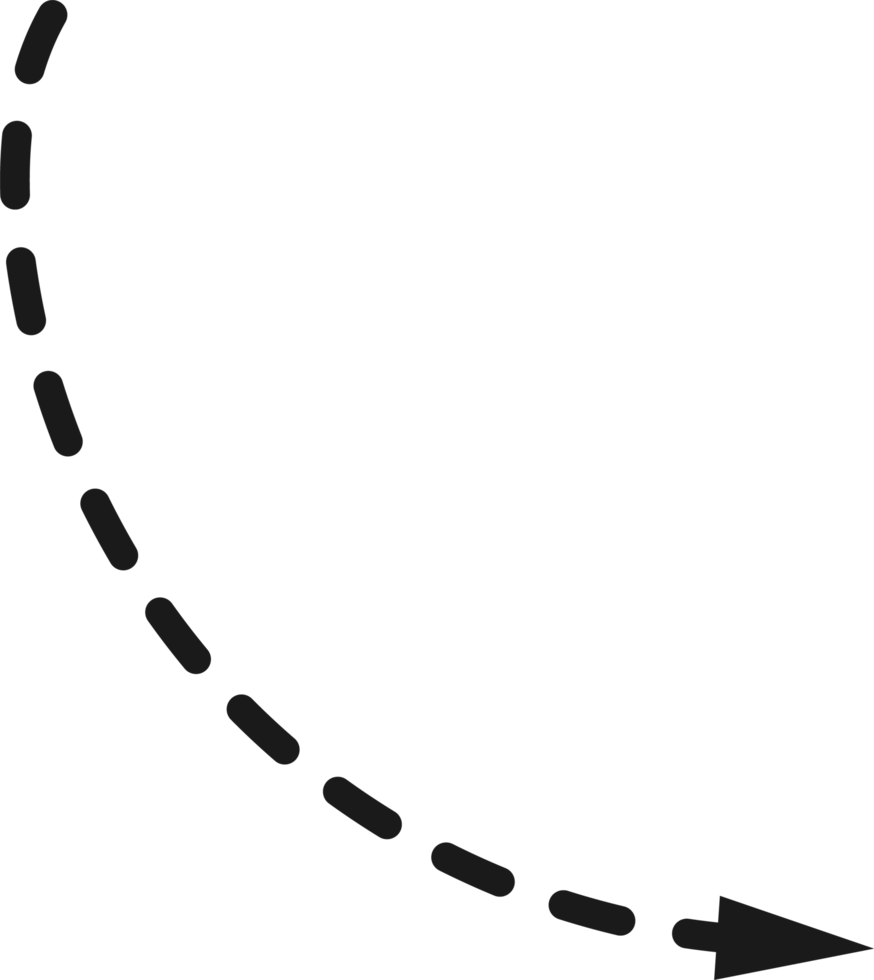 mão desenhado tracejadas seta forma png