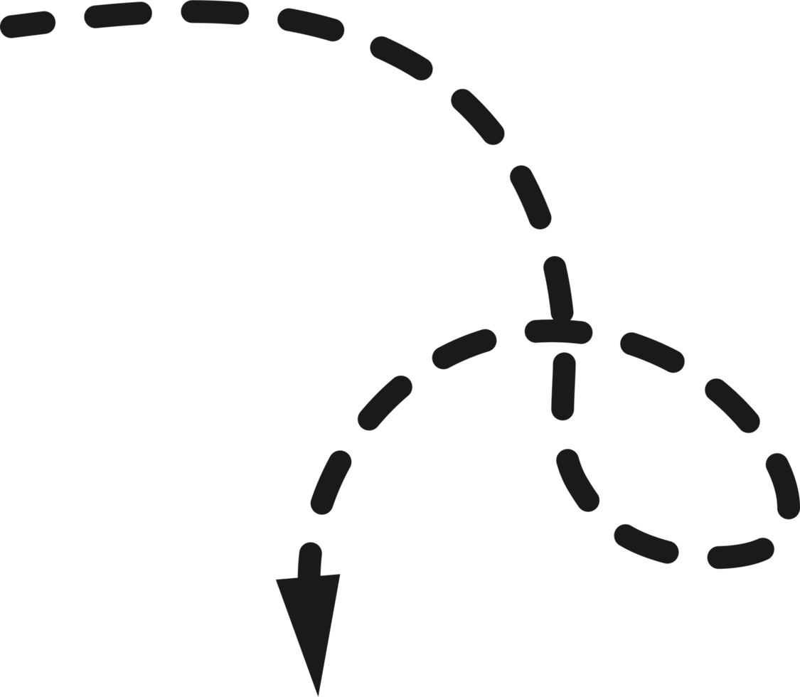 Hand drawn dashed arrow shape png