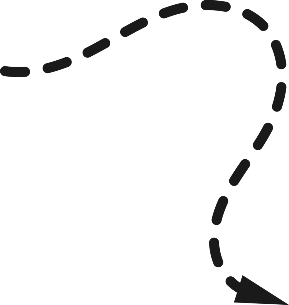 mão desenhado pontilhado seta forma png