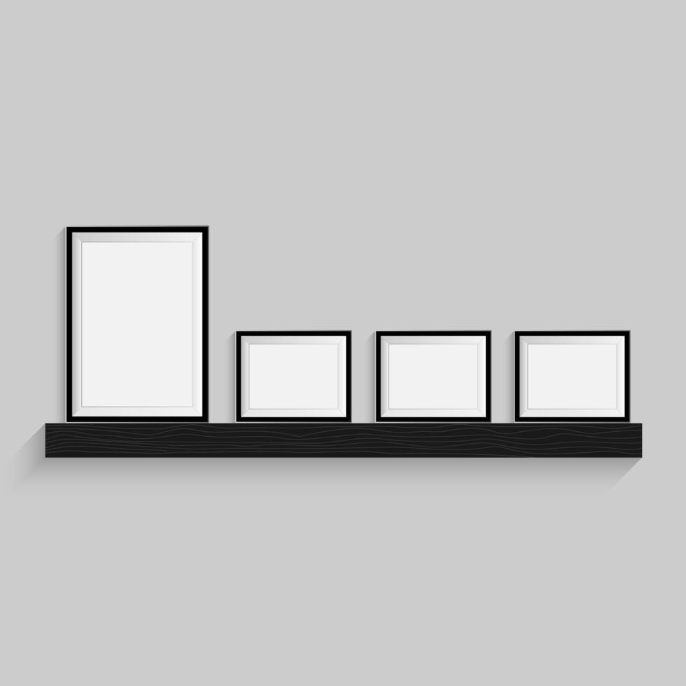 Black blank picture. Frame template poster set. Vector