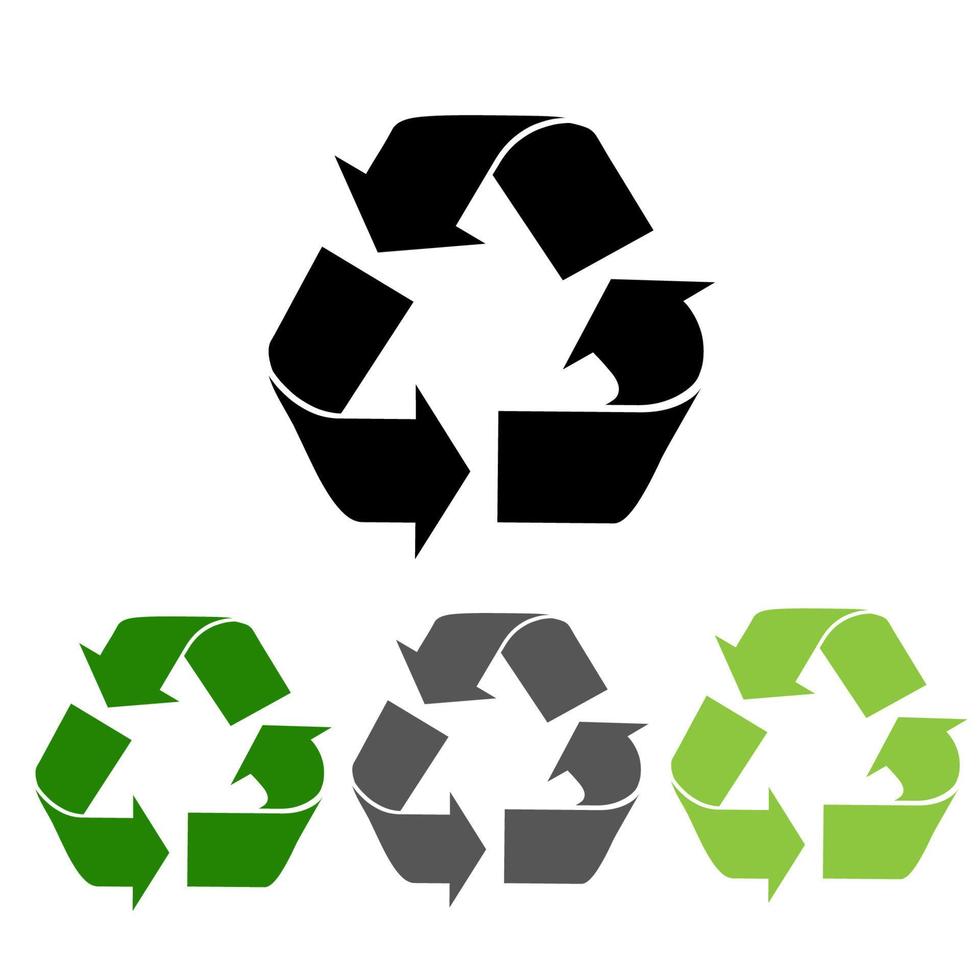 The universal recycling symbol. International symbol used on packaging to remind people to dispose of it in a bin instead of littering.  Vector illustration.