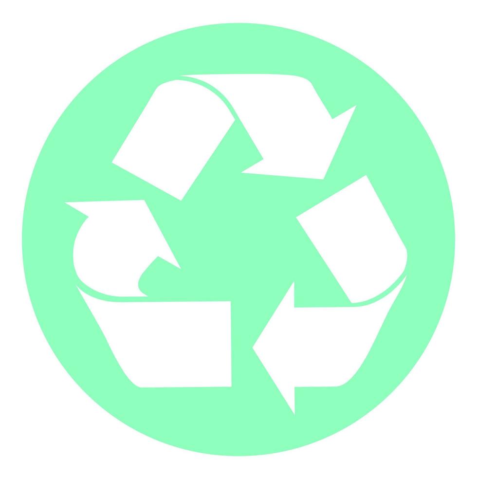 The universal recycling symbol. International symbol used on packaging to remind people to dispose of it in a bin instead of littering. Icon isolated on white background. Vector illustration.