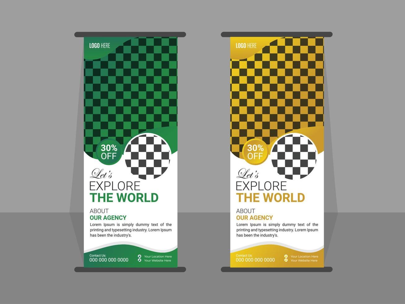 vector travel rollup banner or stand banner design template.