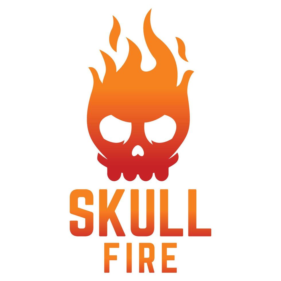 Modern vector flat design simple minimalist logo template of skull fire vector for brand, emblem, label, badge. Isolated on white background.