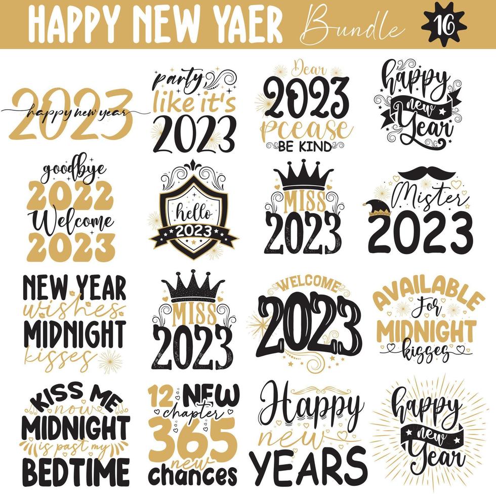 Happy New Year 2023. New Year  Festival and holiday design bundle. vector