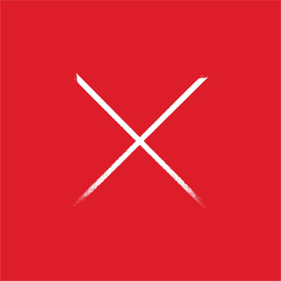 Grunge style red wrong mark png