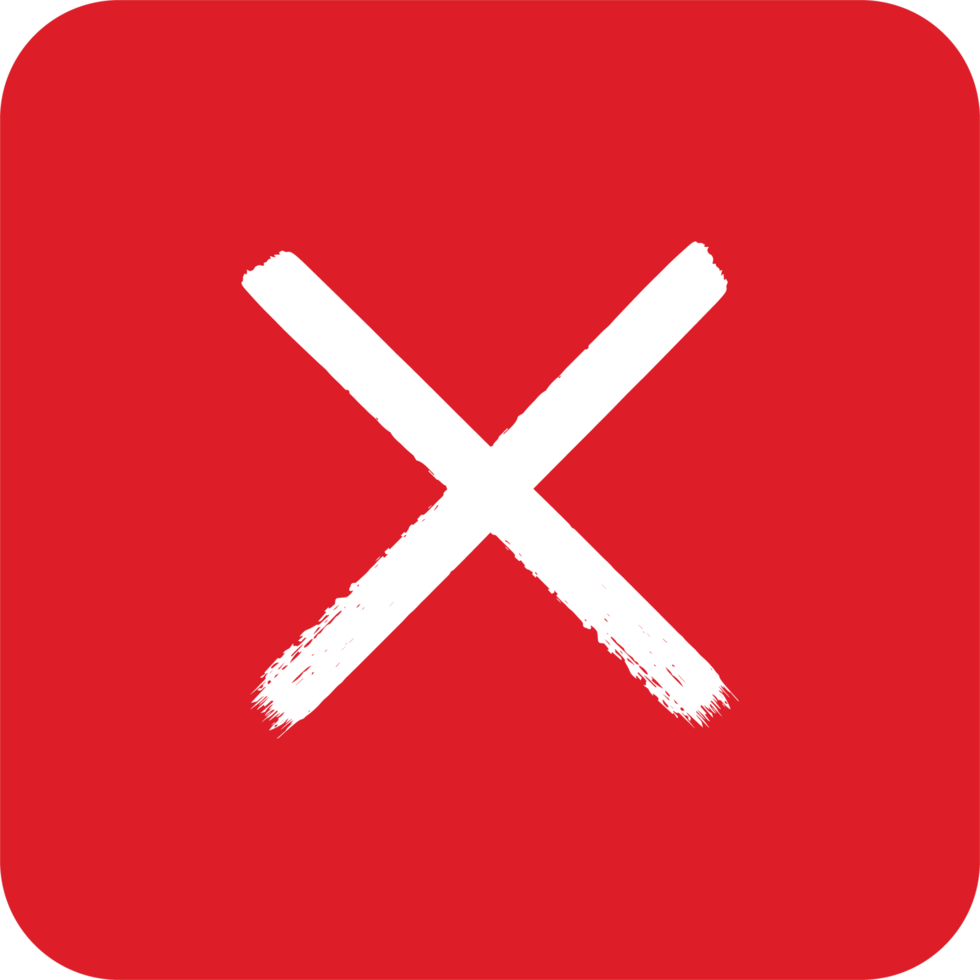 Grunge style red wrong mark png