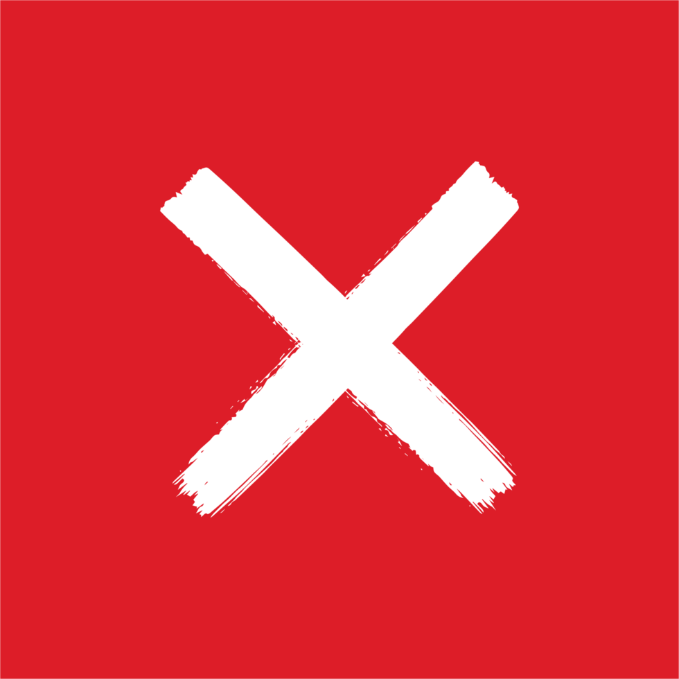 Grunge style red wrong mark png