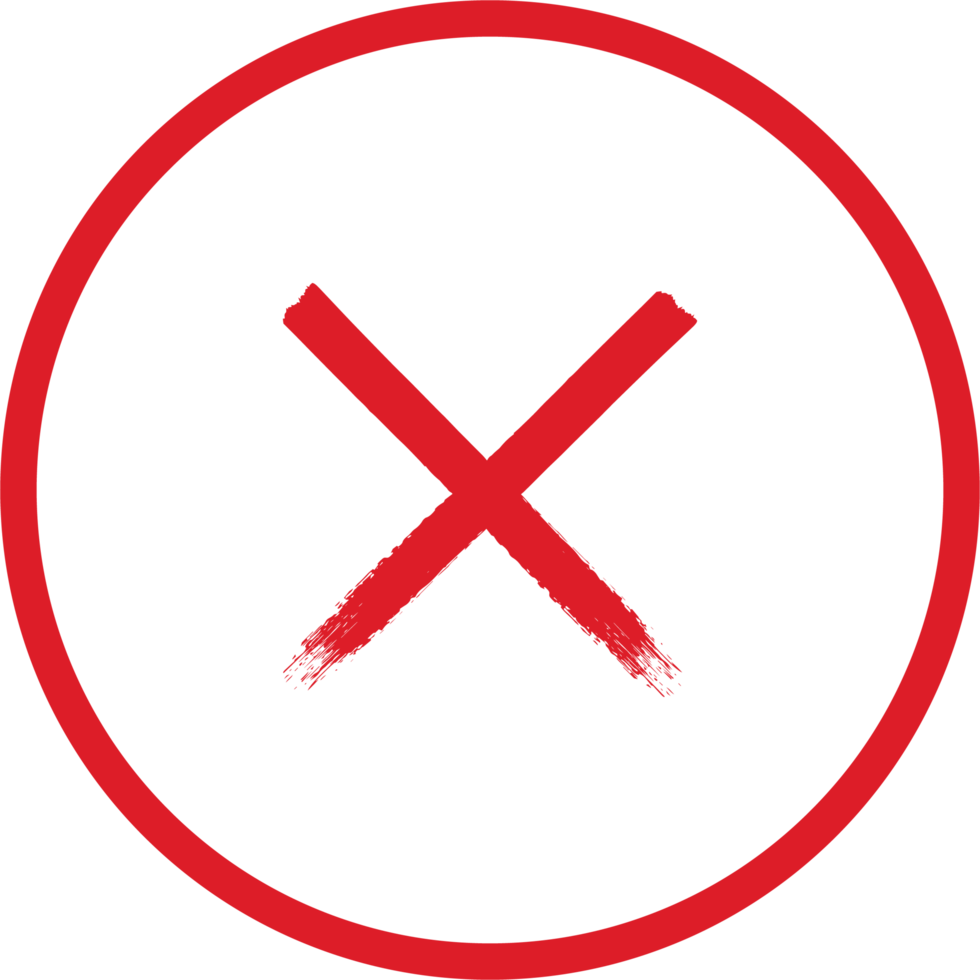 Grunge style red wrong mark png