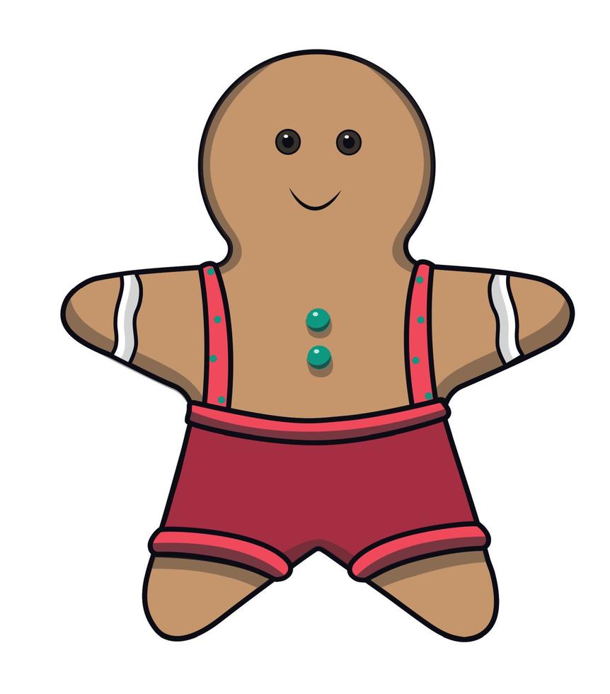 Christmas gingerbread man. New year character gingerbread cookie. Vector illustration