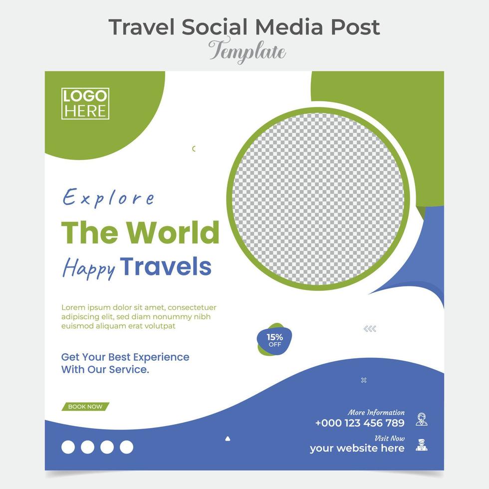 Adventure travel and tour square flyer post banner and social media post template design vector