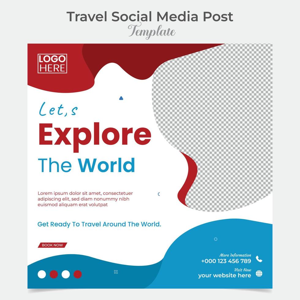 Holiday Traveling and tour social media post and square flyer post banner template design vector