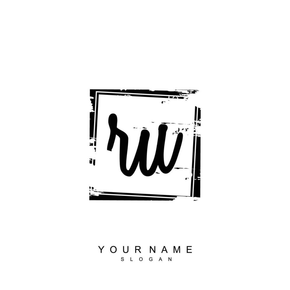Initial RU Monogram with Grunge Template Design vector