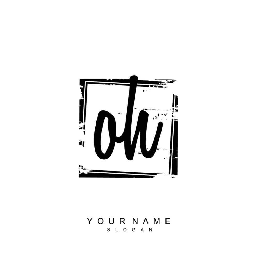 Initial OH Monogram with Grunge Template Design vector