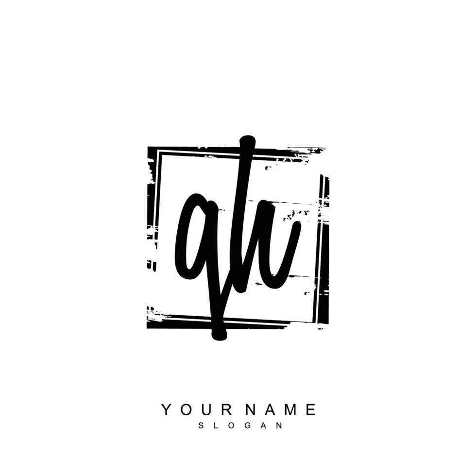 Initial QH Monogram with Grunge Template Design vector