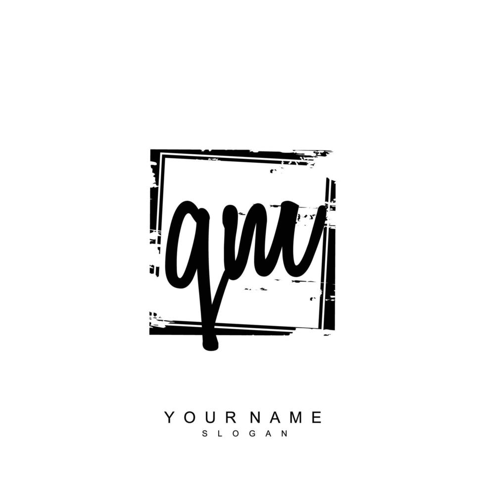 Initial QM Monogram with Grunge Template Design vector