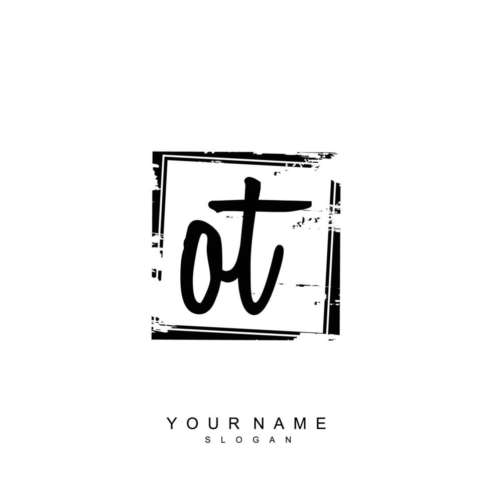 Initial OT Monogram with Grunge Template Design vector