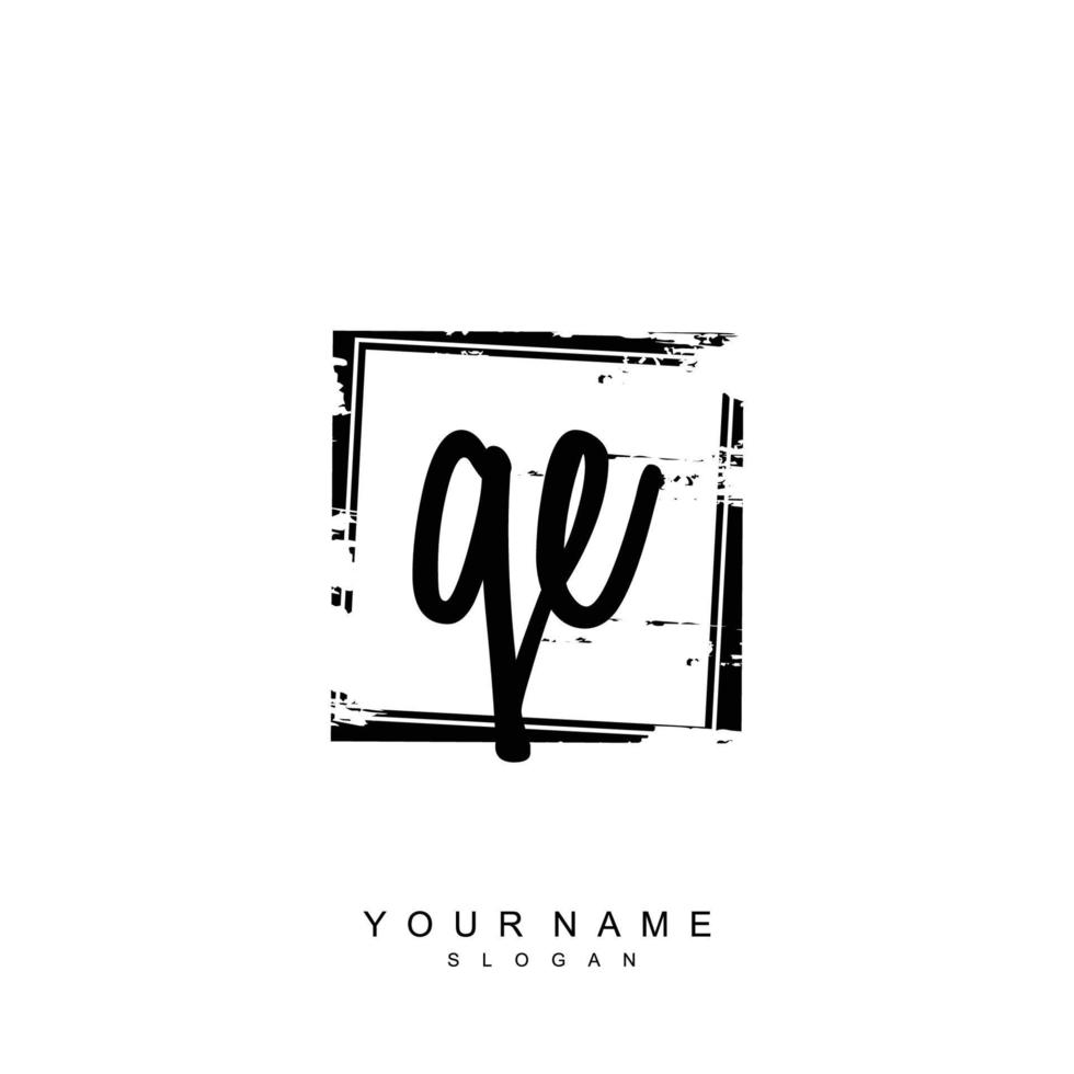 Initial QE Monogram with Grunge Template Design vector