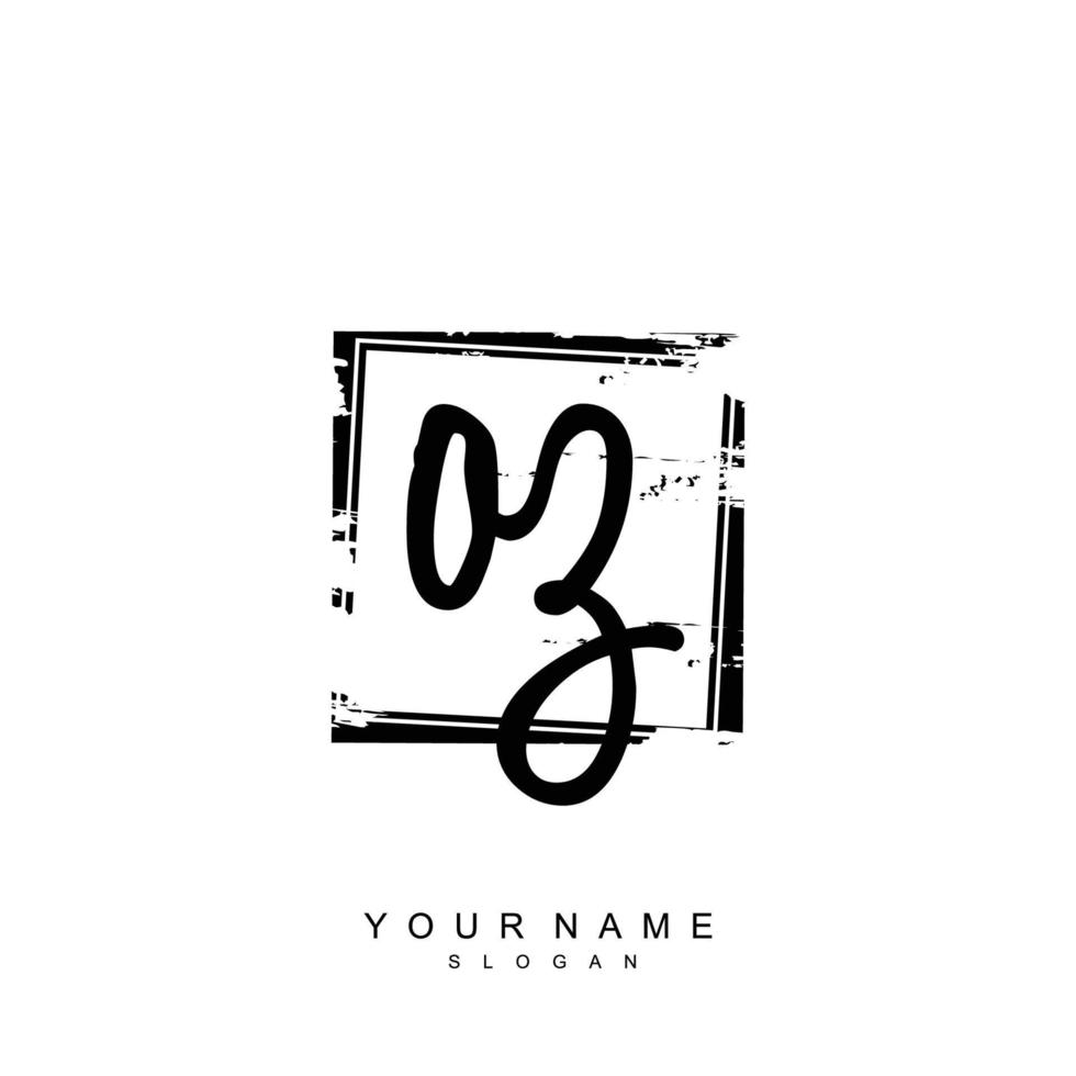 Initial OZ Monogram with Grunge Template Design vector
