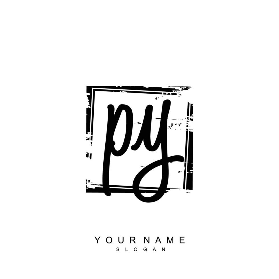 Initial PT Monogram with Grunge Template Design vector