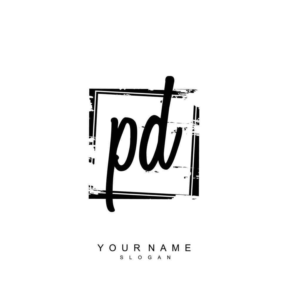 Initial PD Monogram with Grunge Template Design vector