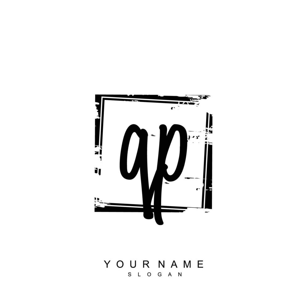 Initial QP Monogram with Grunge Template Design vector