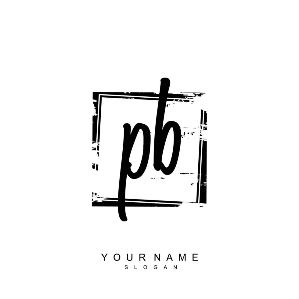 Initial PB Monogram with Grunge Template Design vector