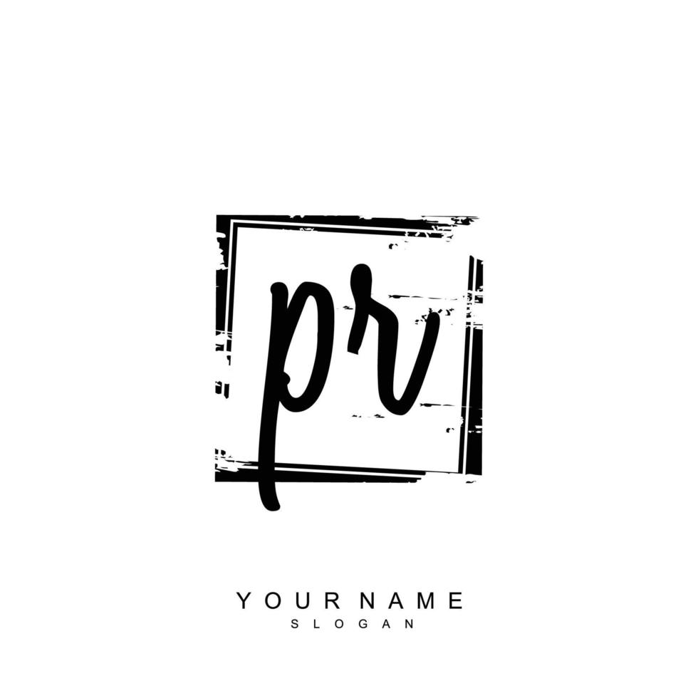 Initial PR Monogram with Grunge Template Design vector