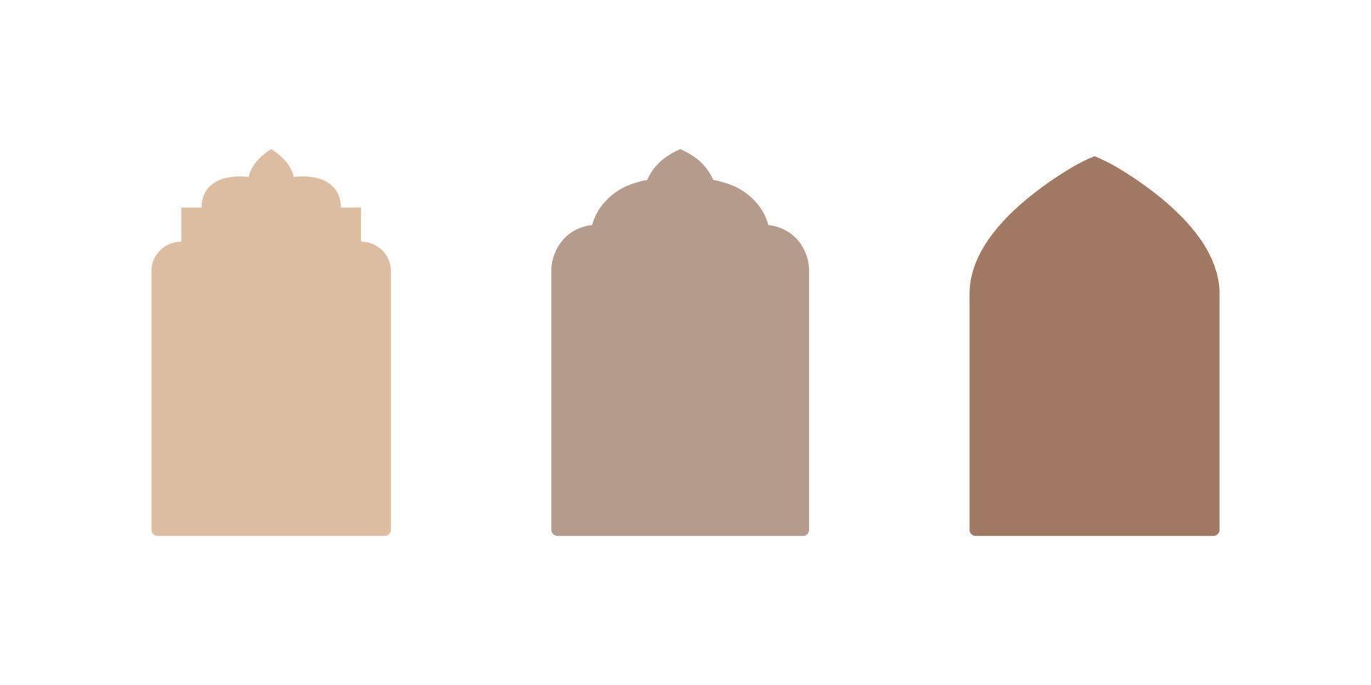 Islamic vector shape of a window or door arch. Arab frame set. Ramadan kareem silhouette icon