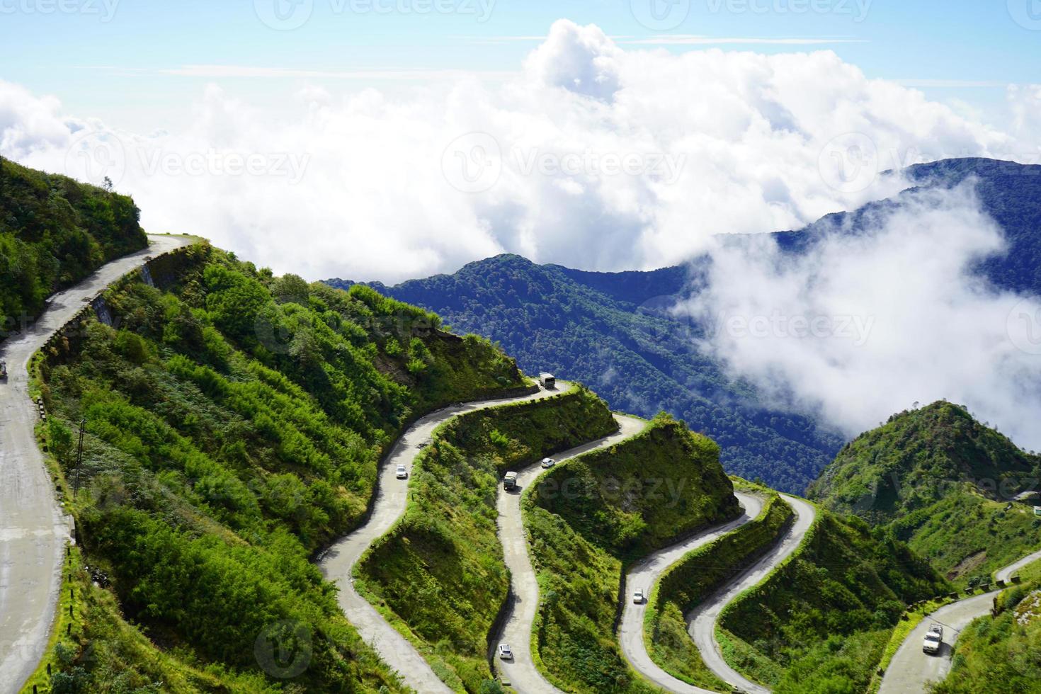 This Zig Zag of road East Sikkim was used to Trade silk with india and China photo