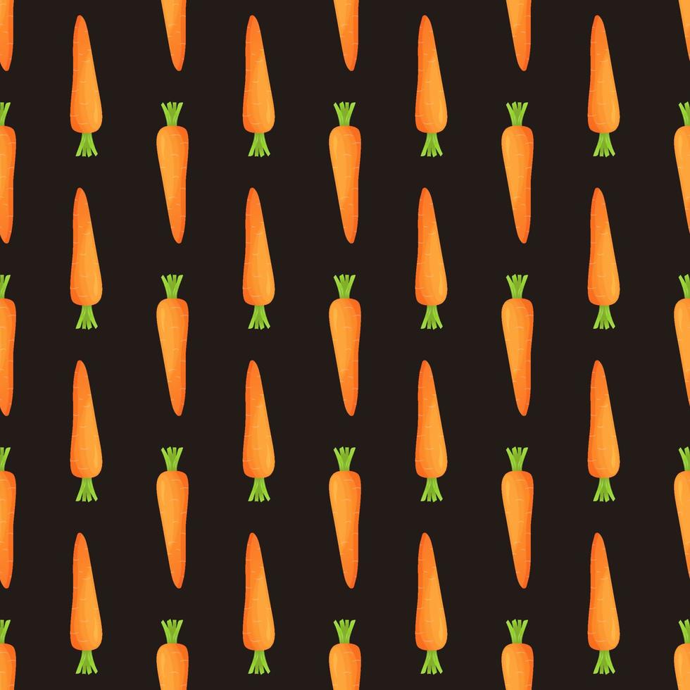 Bright detailed carrot. Seamless pattern. Trendy fresh vegetable background. For textiles, fabric, covers, wallpaper, wrapping paper, packaging. vector