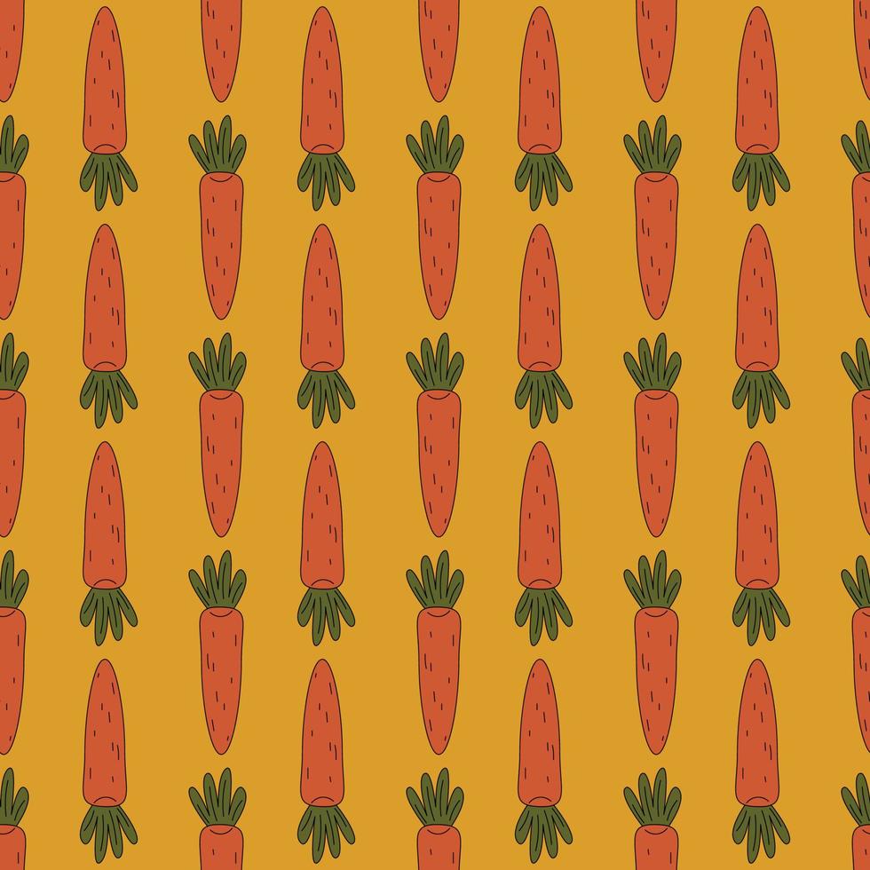 Trendy retro carrot. Seamless pattern. Cartoon style. vector