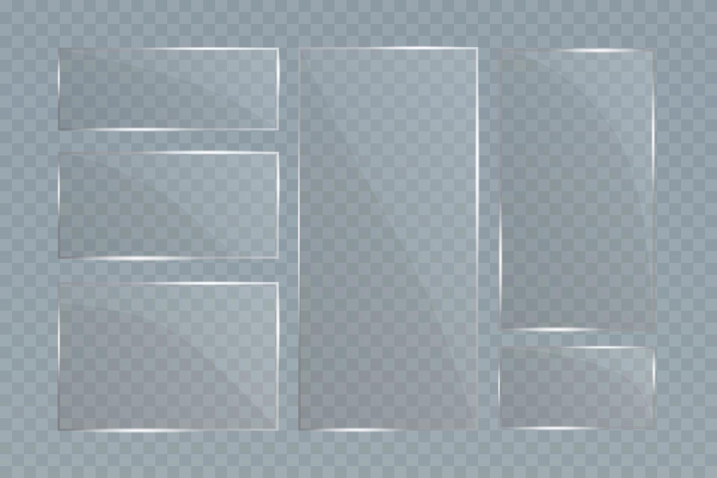 Glass plate set on transparent backdrop. Isolated glass. vector