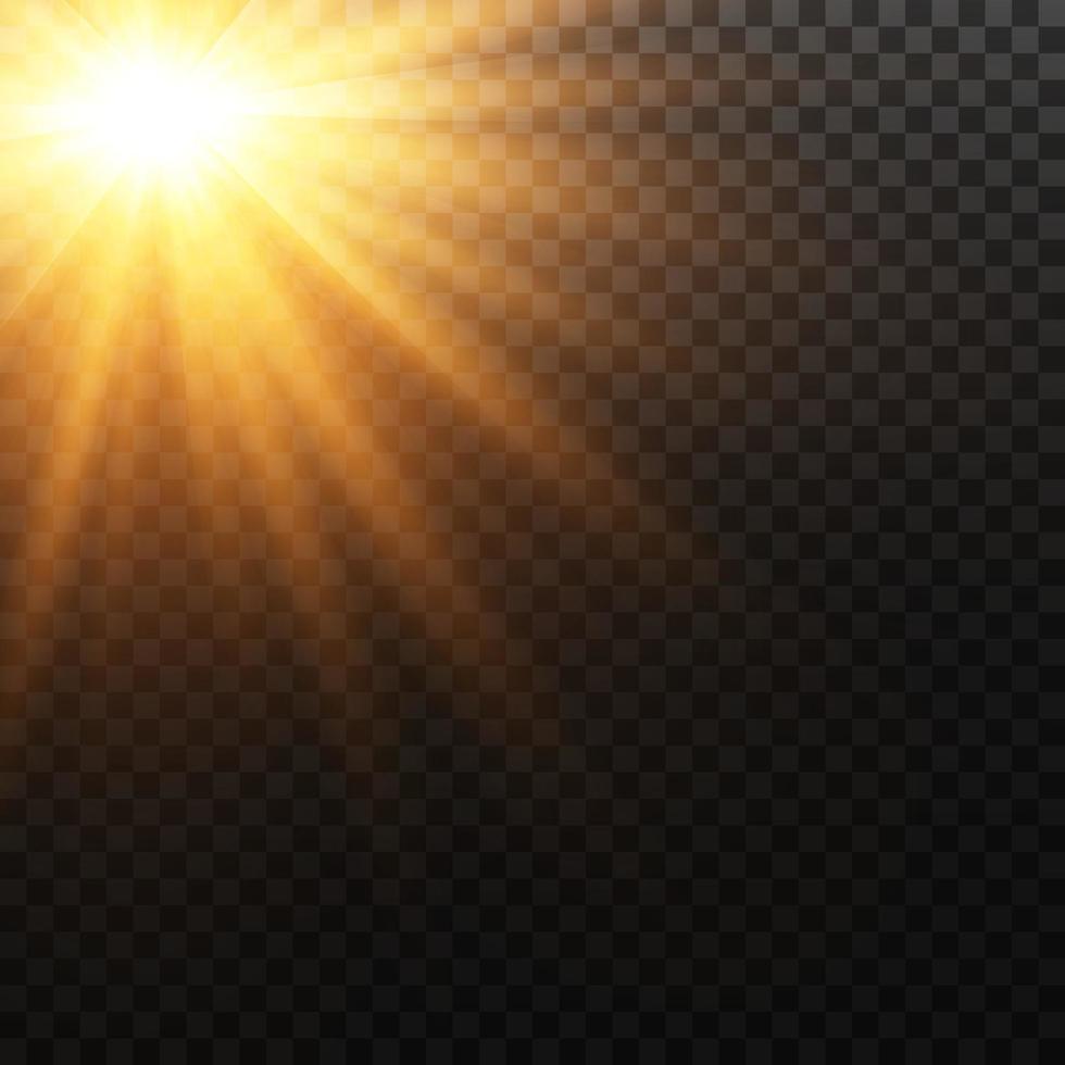 Shining sun flare isolated. vector