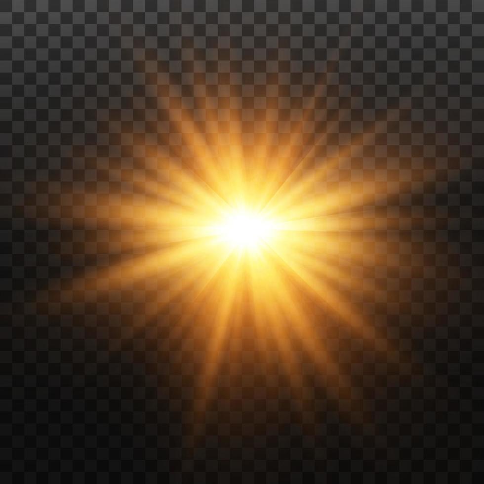 Shining sun flare isolated. vector