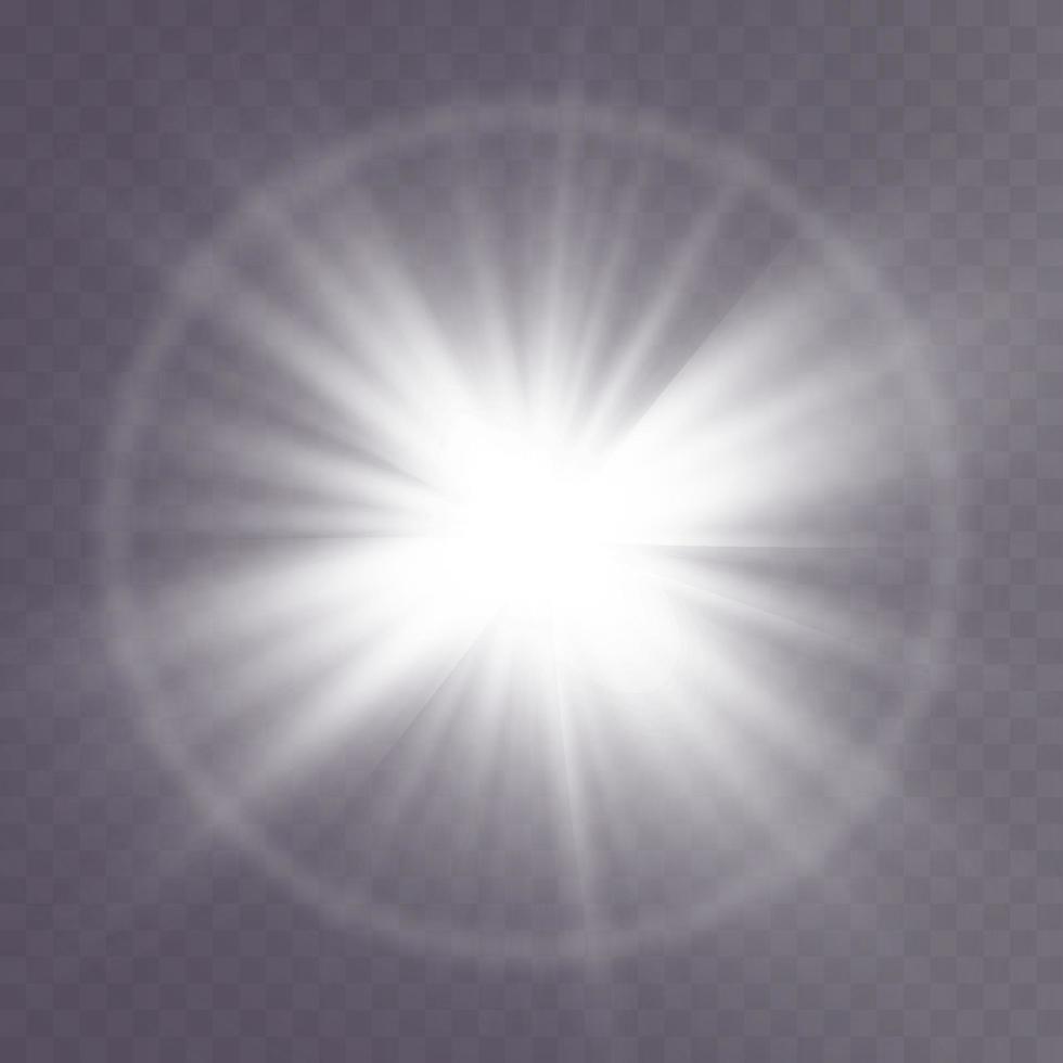 Shining sun flare isolated. vector