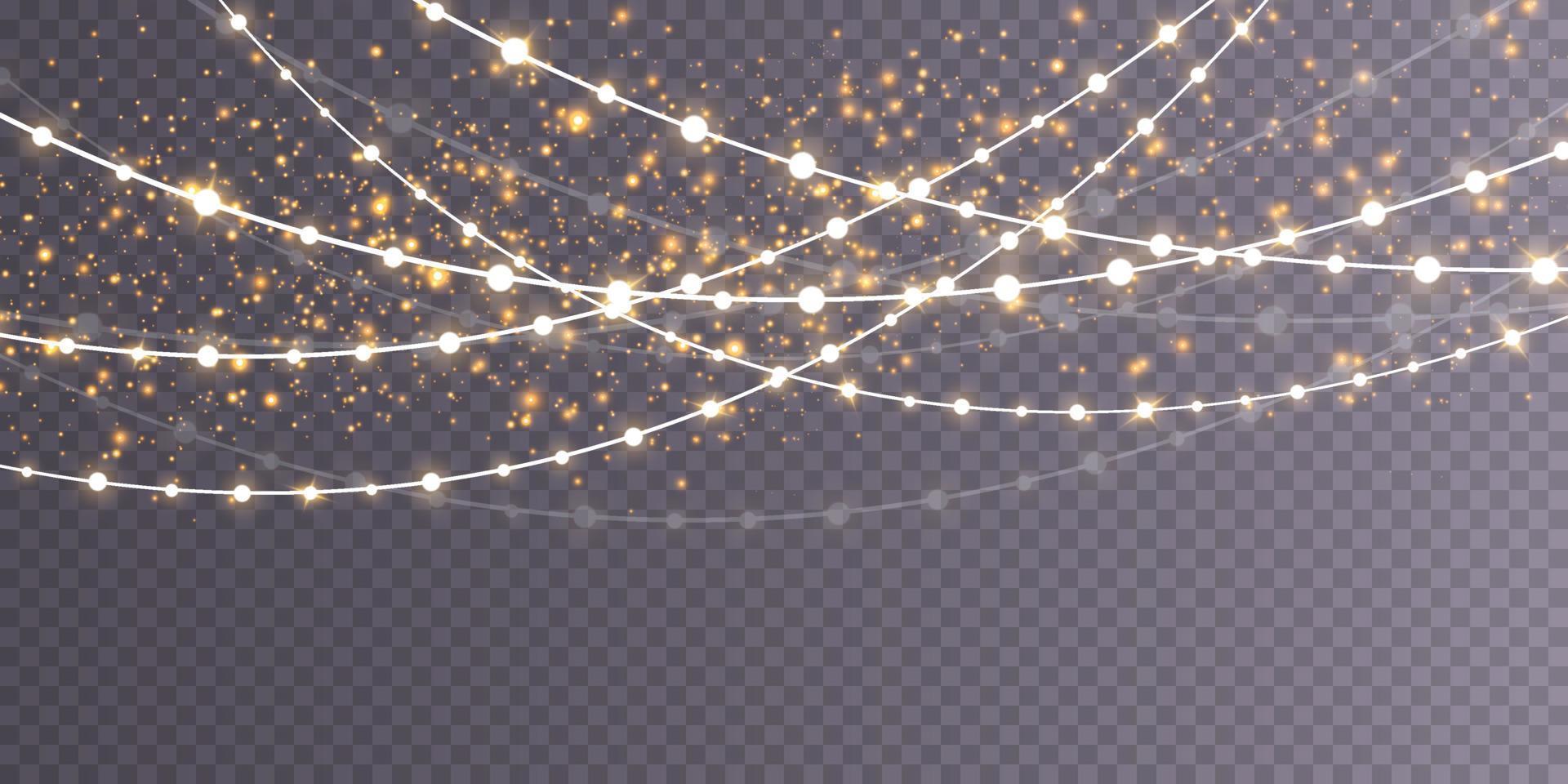 Christmas garland. Glowing yellow light bulbs. vector