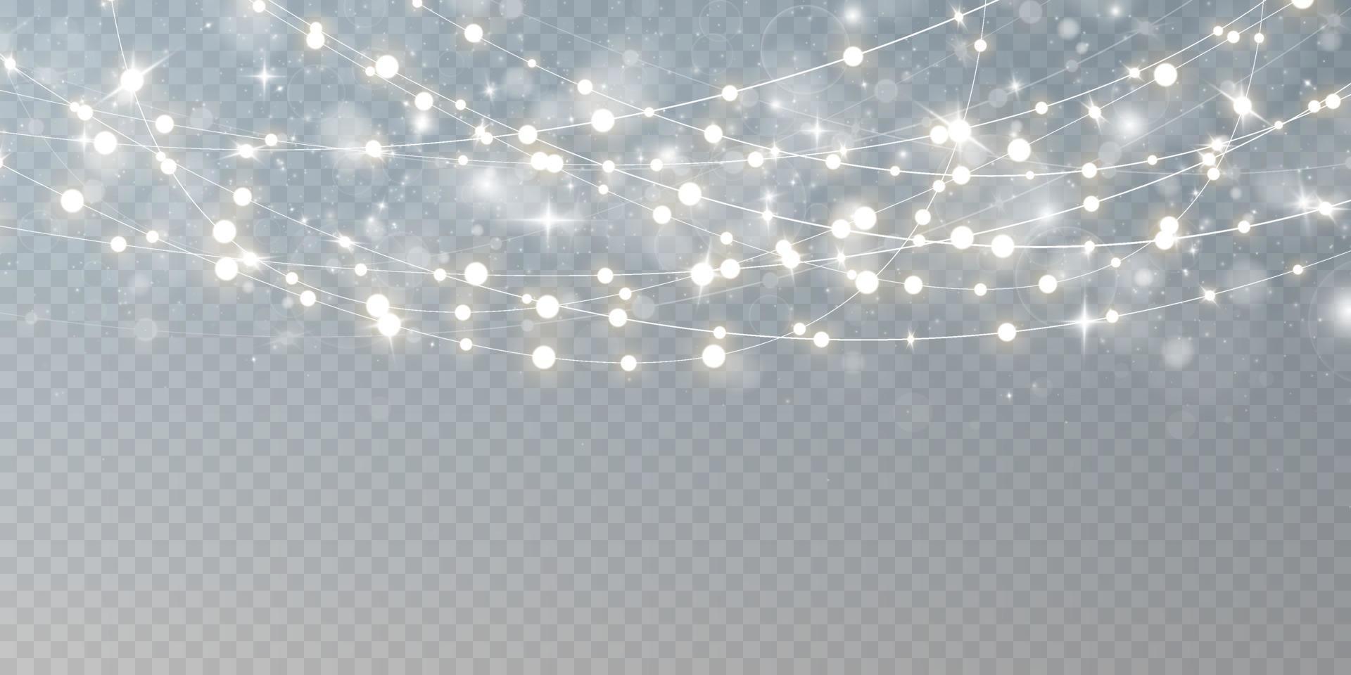 Christmas garland. Glowing yellow light bulbs. vector