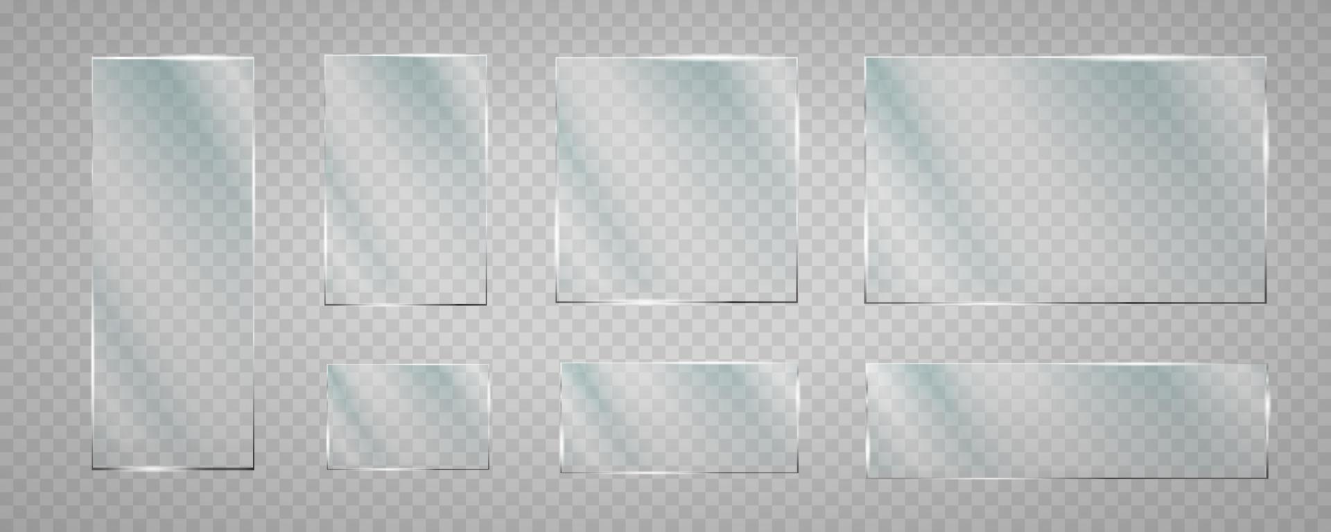 Glass plate set on transparent backdrop. Isolated glass. vector