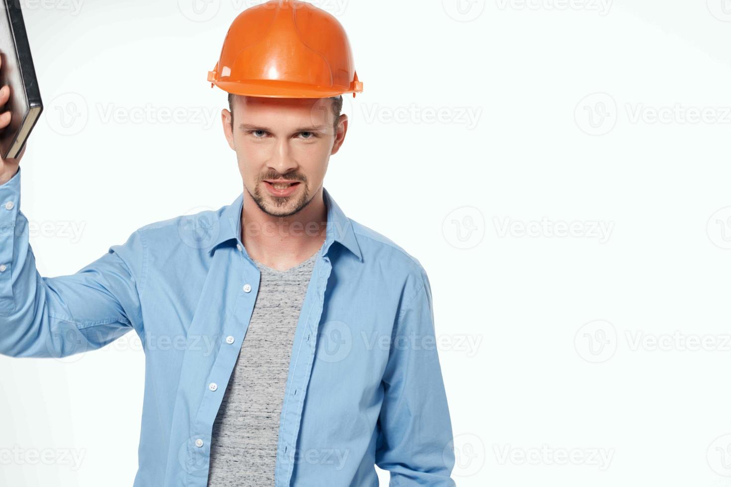 male builders blueprints builder Working profession photo
