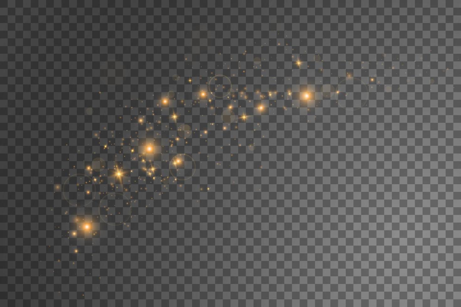 Golden bokeh lights with glowing particles. vector