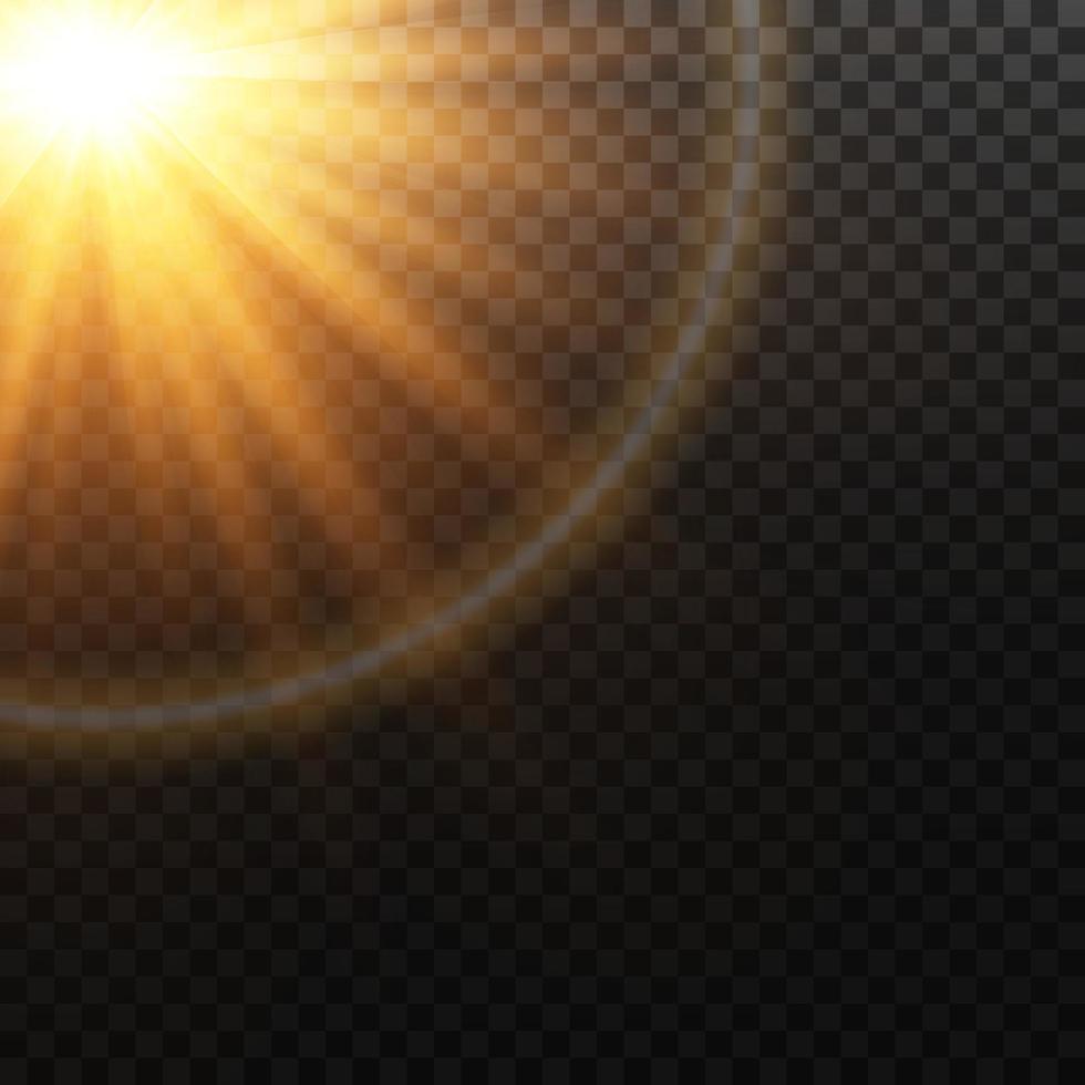 Shining sun flare isolated. vector
