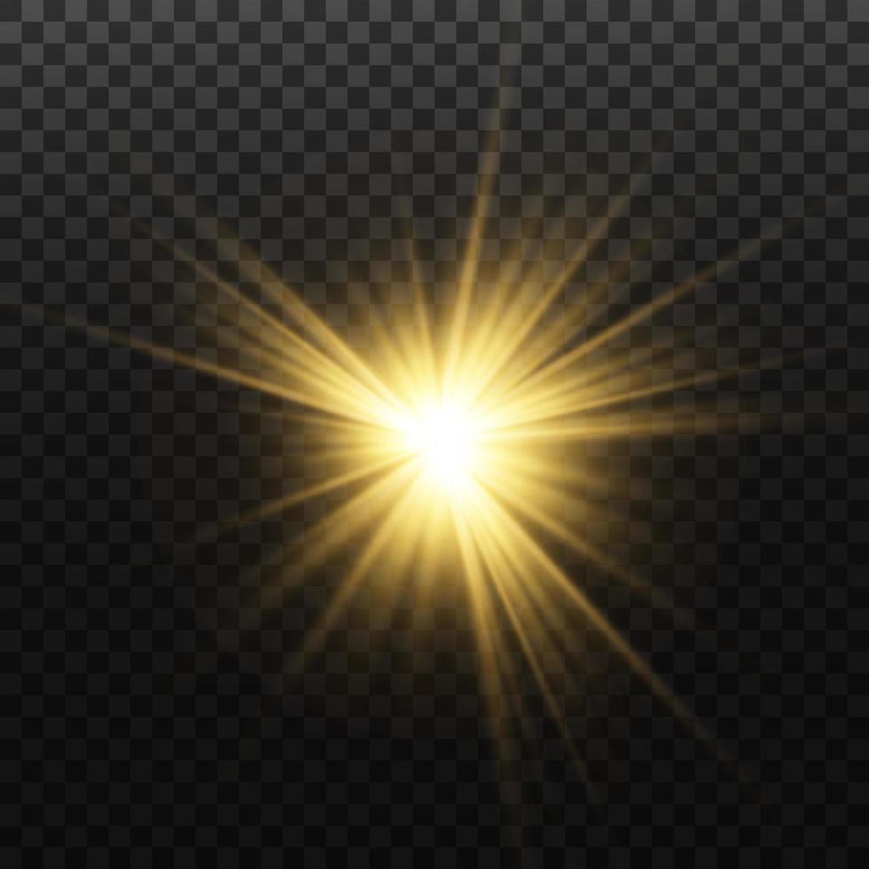 Shining sun flare isolated. vector